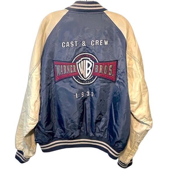 Warner Bros Store Jacket Large Cast Crew Blue Hollywood Varsity Looney Tunes VTG - Picture 16 of 16
